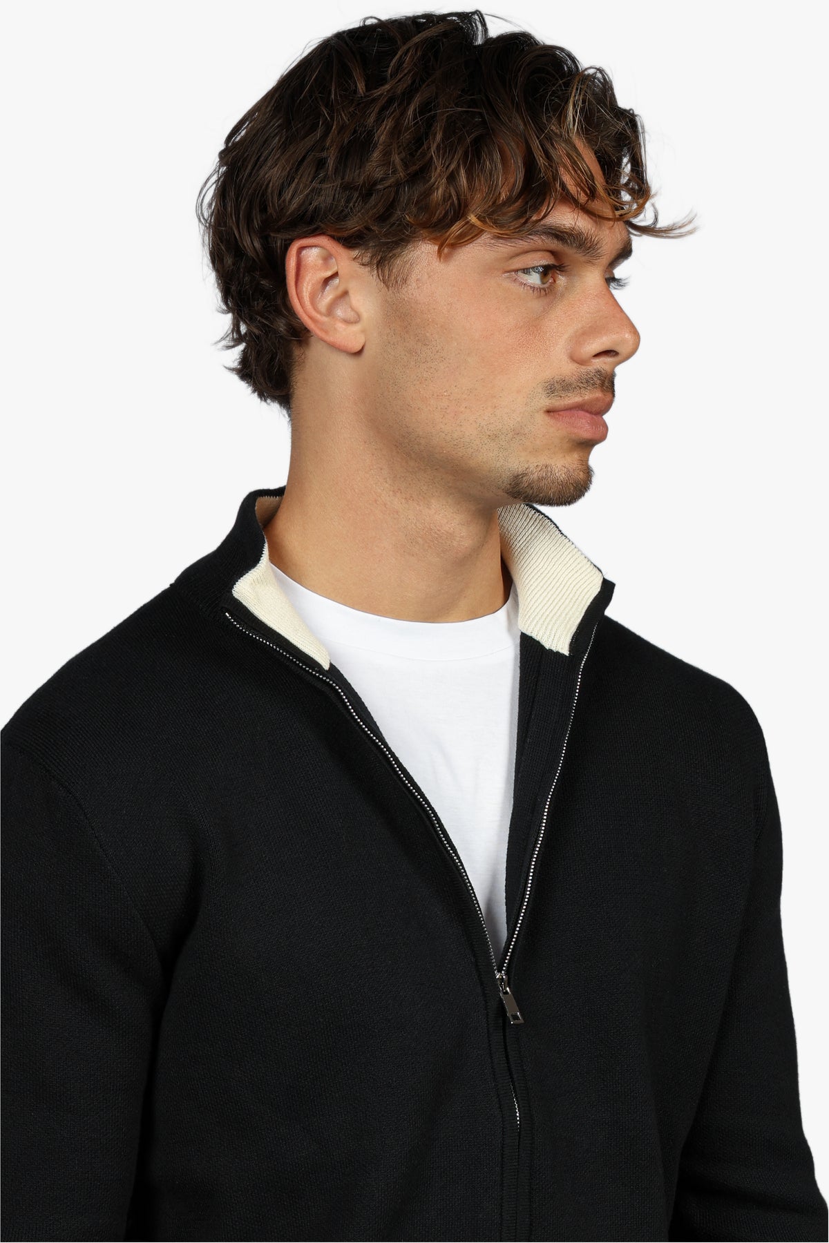 CLASSIC FULL ZIP KNIT - BLACK