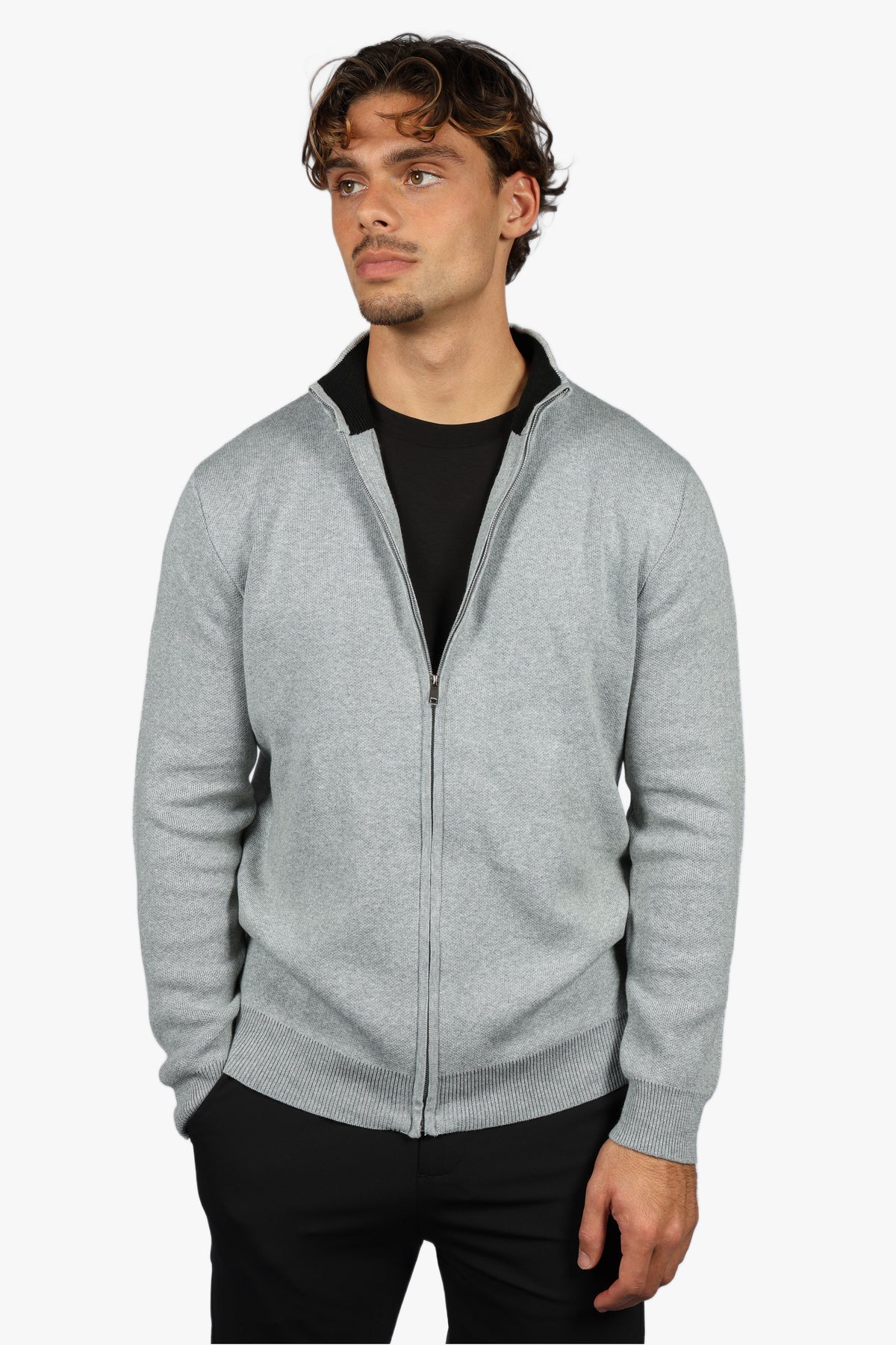 CLASSIC FULL ZIP KNIT - GREY