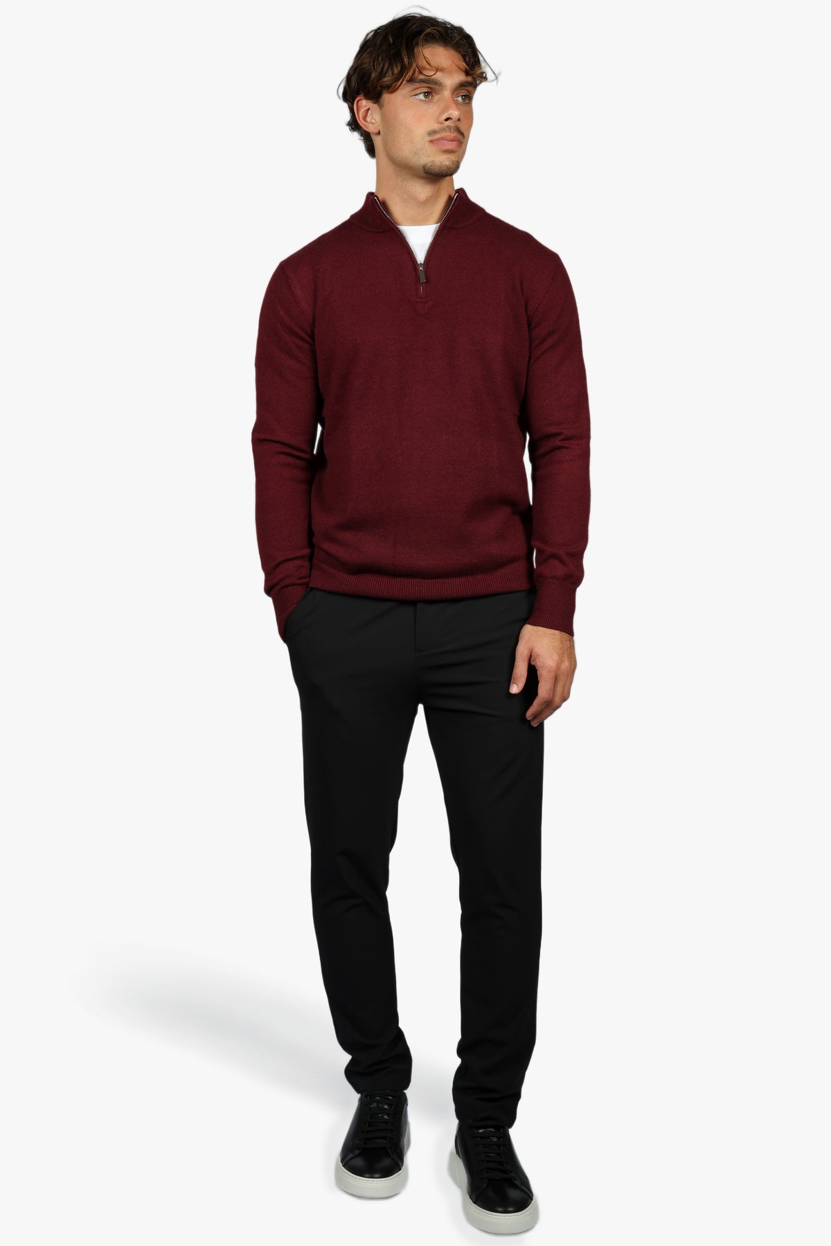 CLASSIC HALF ZIP KNIT - BURGUNDY