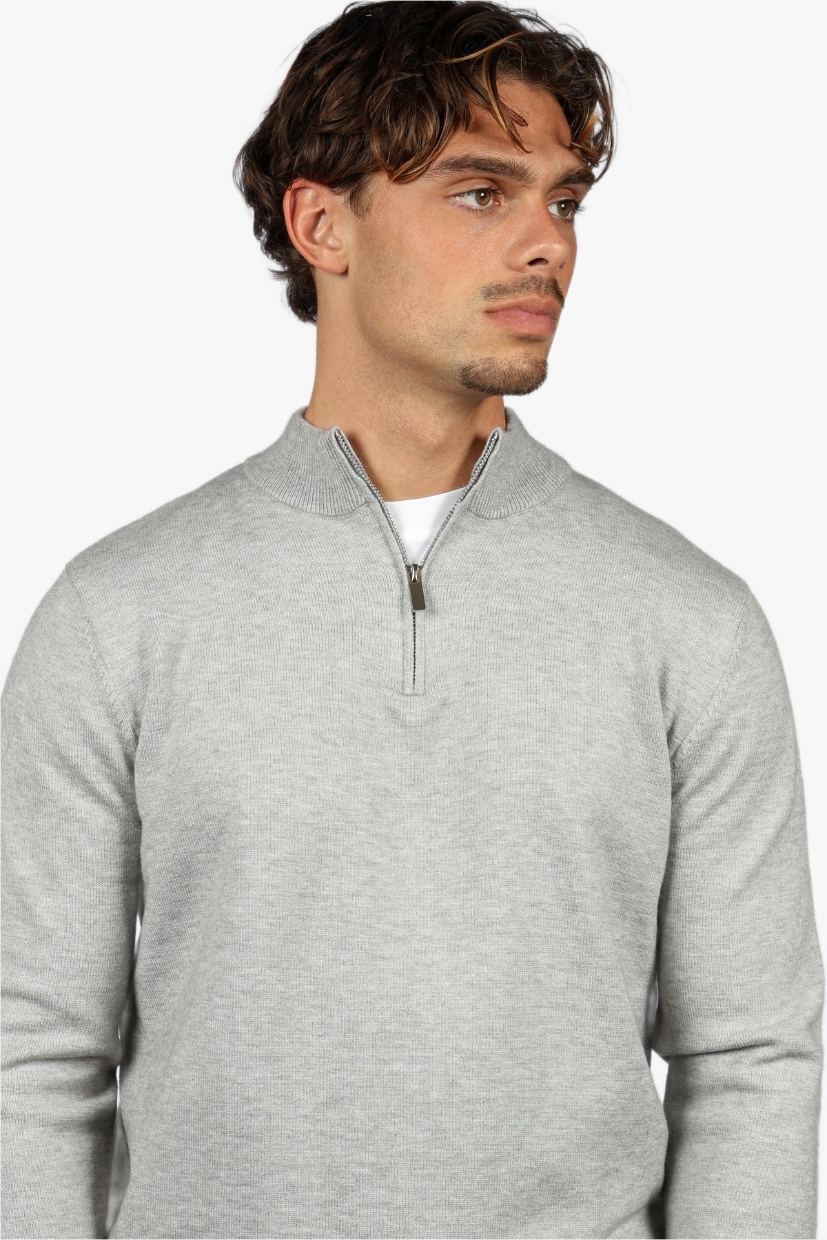 CLASSIC HALF ZIP KNIT - GREY