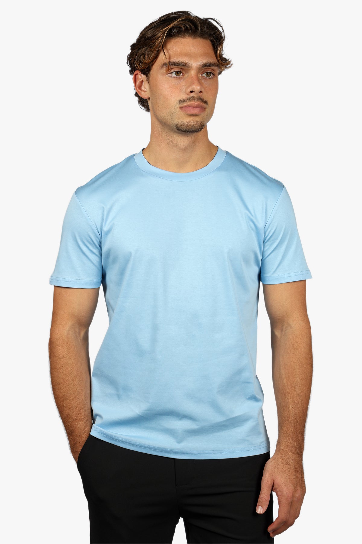SLIM PREMIUM COTTON TEE - LIGHT BLUE