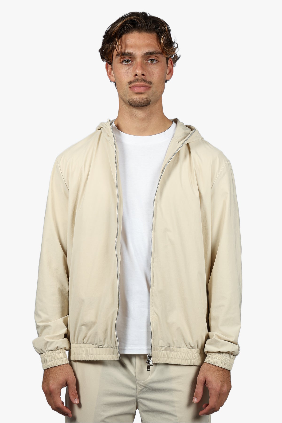 HOODED ZIP CASUAL SET - BEIGE