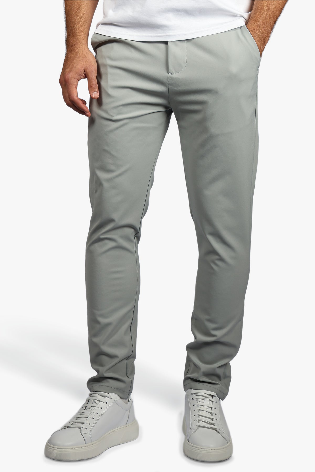 TAILORED STRETCH TROUSERS - LIGHT GREY