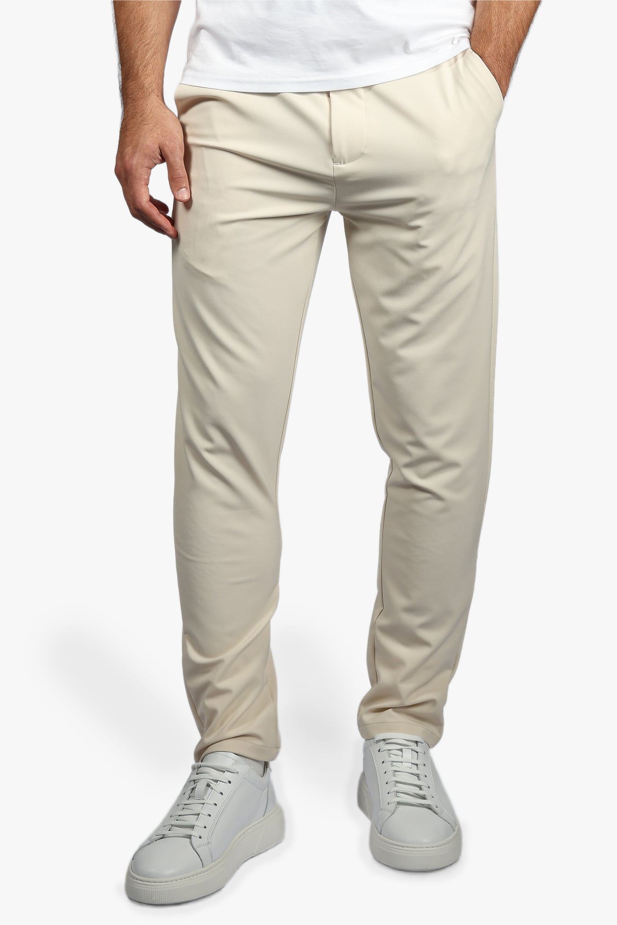 TAILORED STRETCH TROUSERS - BEIGE