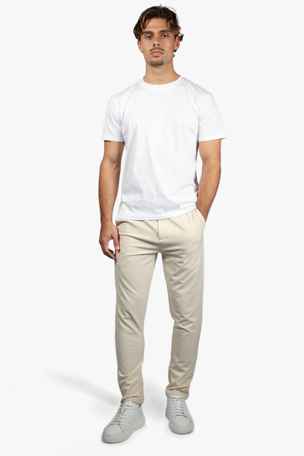 TAILORED STRETCH TROUSERS - BEIGE