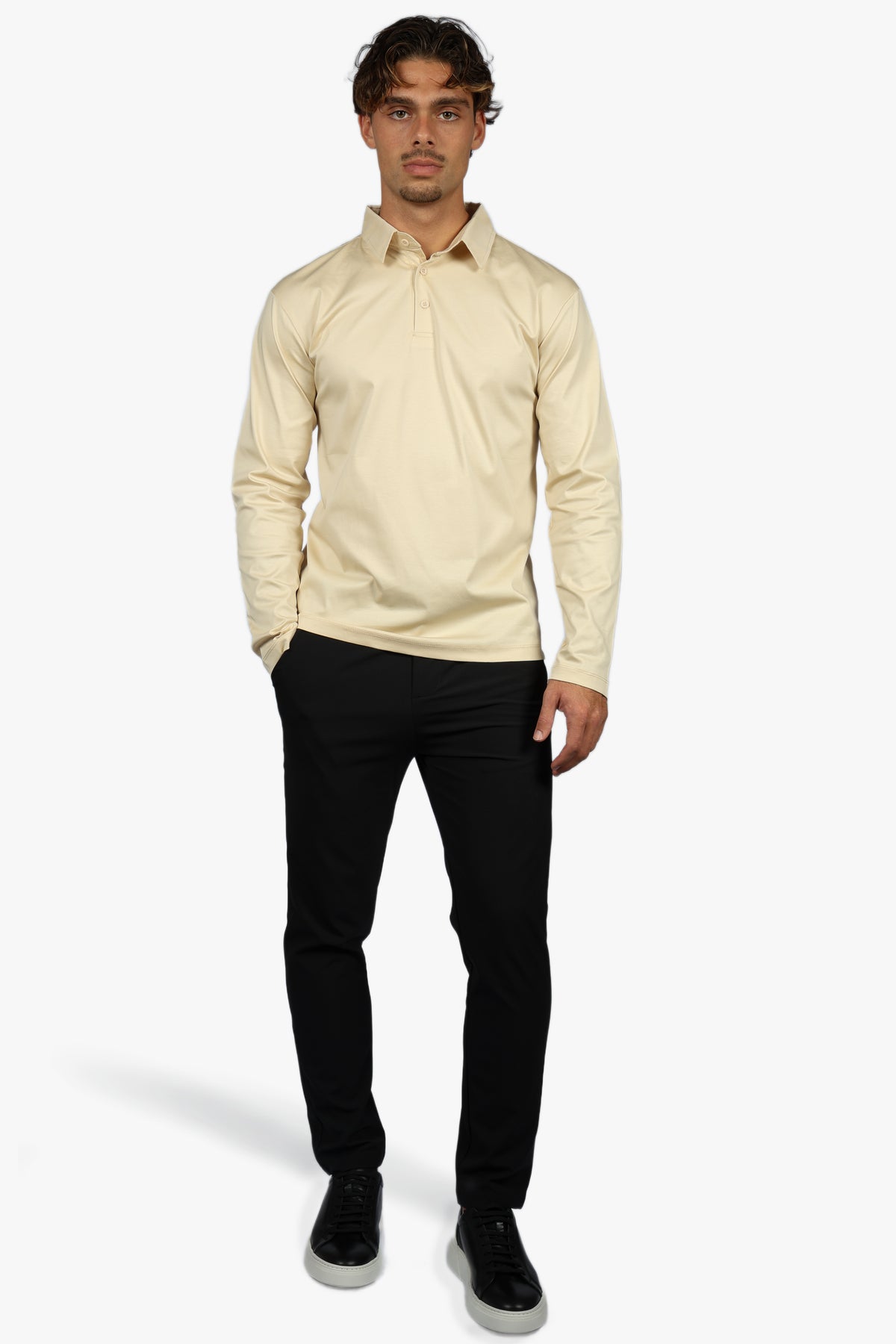 LONG SLEEVE POLO - BEIGE