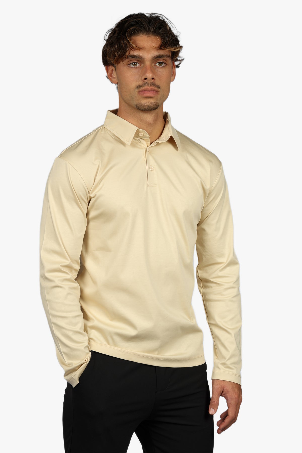 LONG SLEEVE POLO - BEIGE