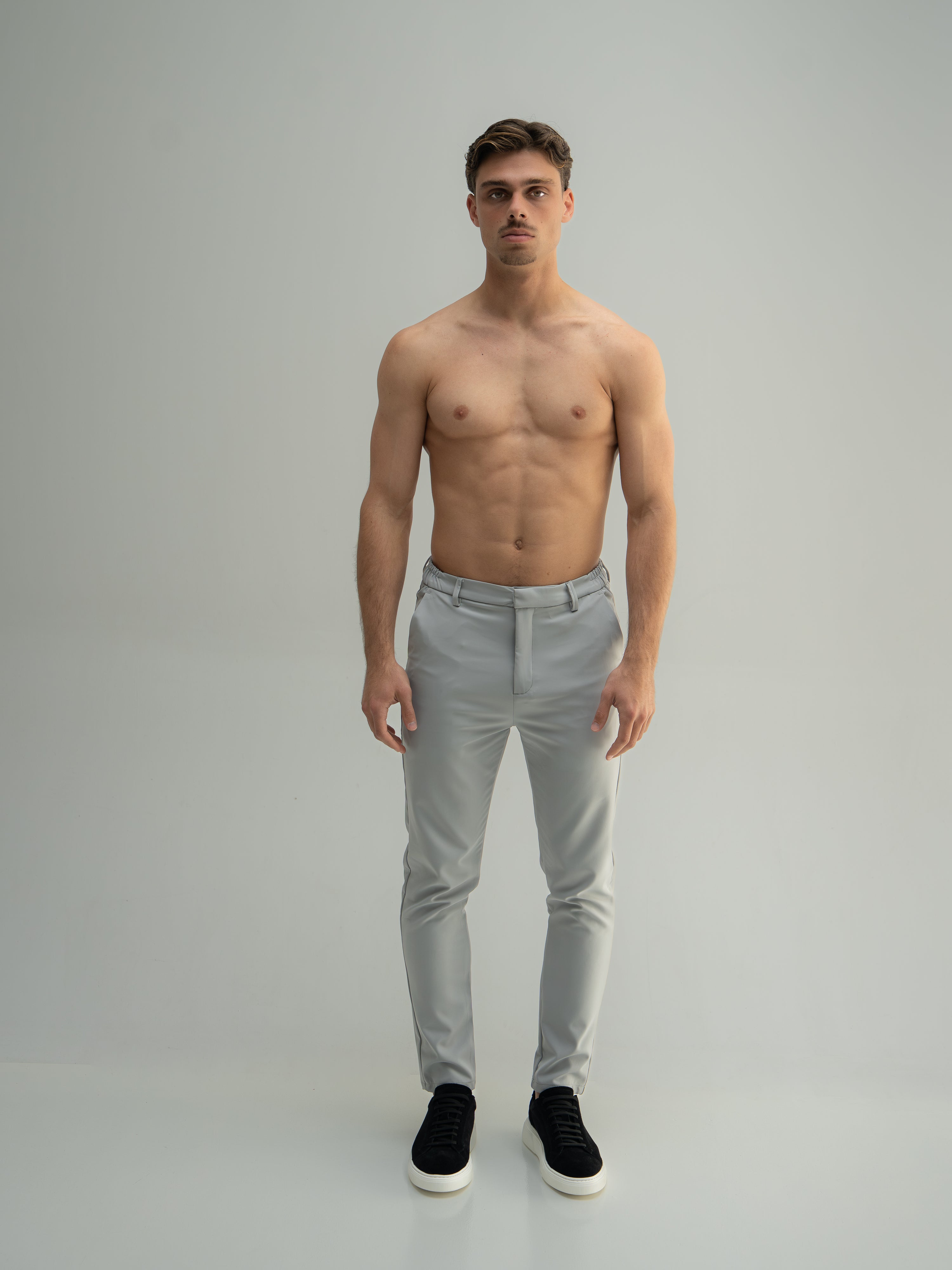 TAILORED STRETCH TROUSERS - LIGHT GREY