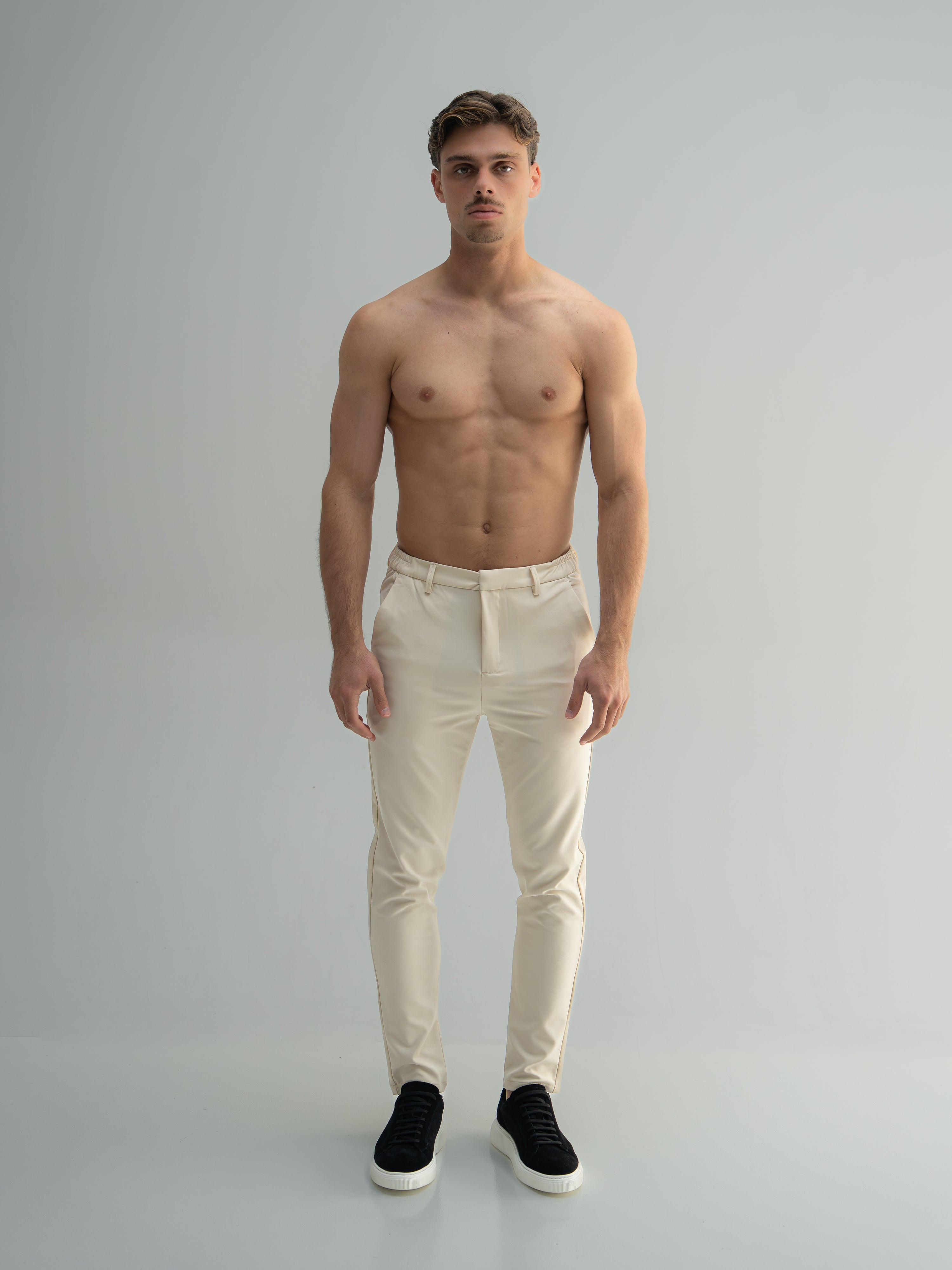 TAILORED STRETCH TROUSERS - BEIGE