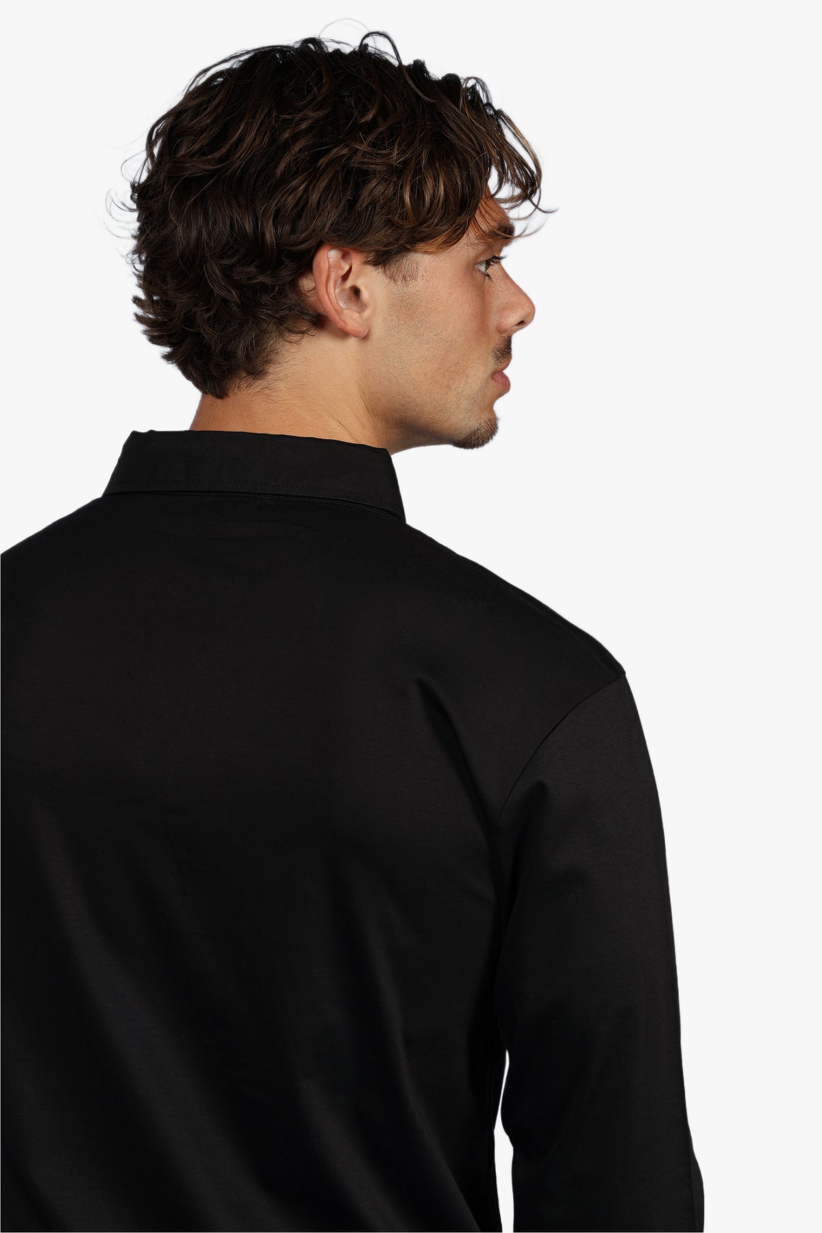 LONG SLEEVE POLO - BLACK
