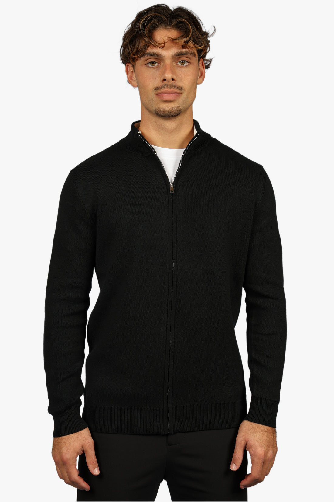 CLASSIC FULL ZIP KNIT - BLACK