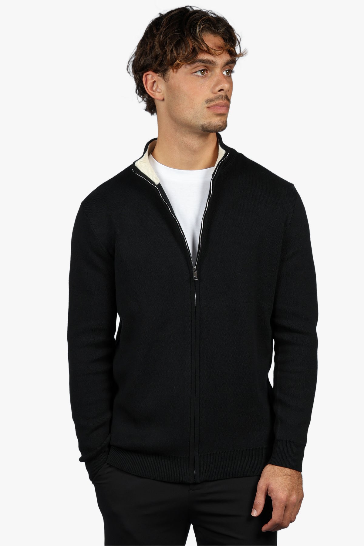 CLASSIC FULL ZIP KNIT - BLACK