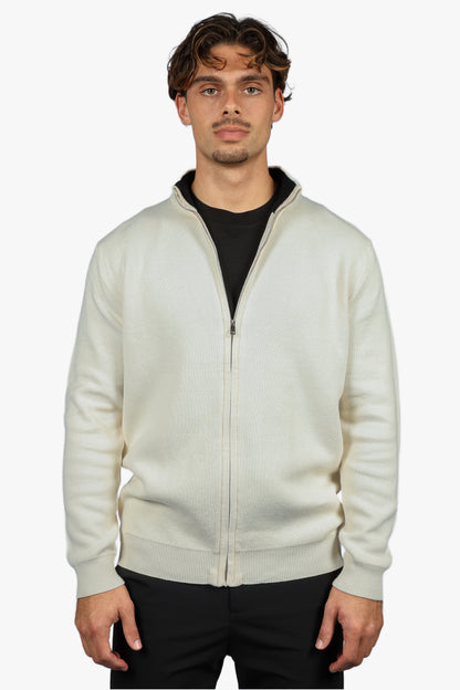 CLASSIC FULL ZIP KNIT - BEIGE