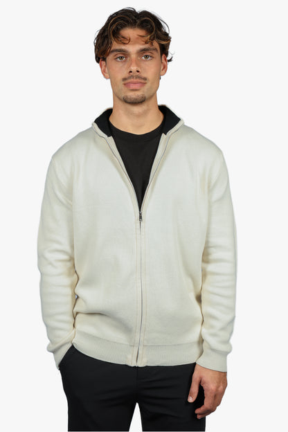 CLASSIC FULL ZIP KNIT - BEIGE