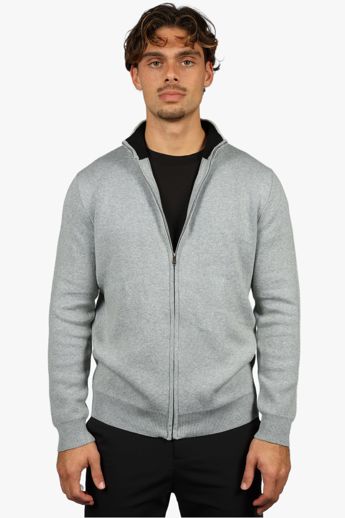 CLASSIC FULL ZIP KNIT - GREY