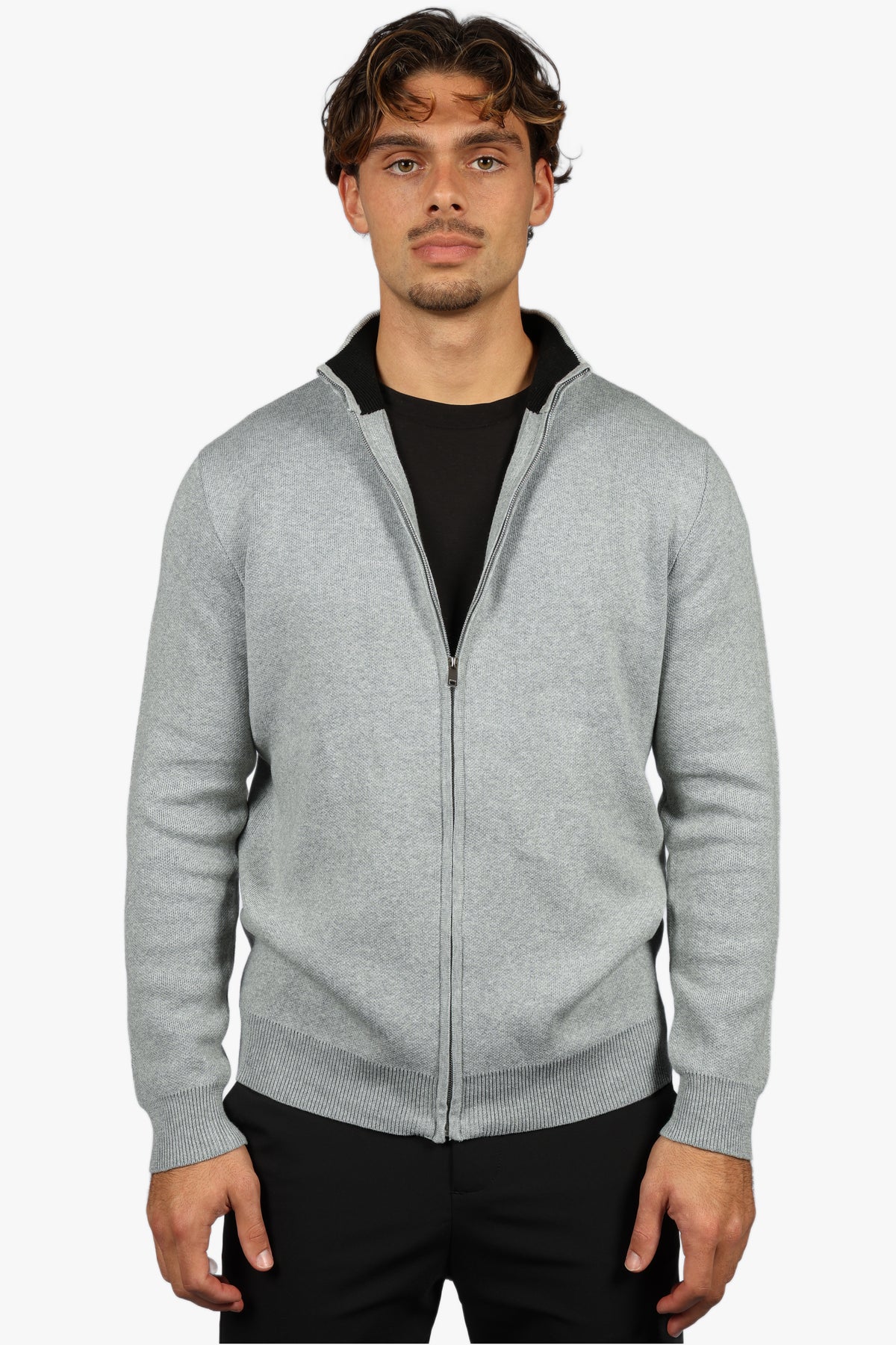 CLASSIC FULL ZIP KNIT - GREY