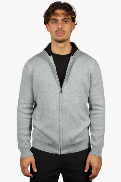 CLASSIC FULL ZIP KNIT - GREY