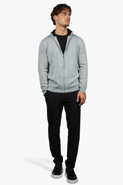 CLASSIC FULL ZIP KNIT - GREY