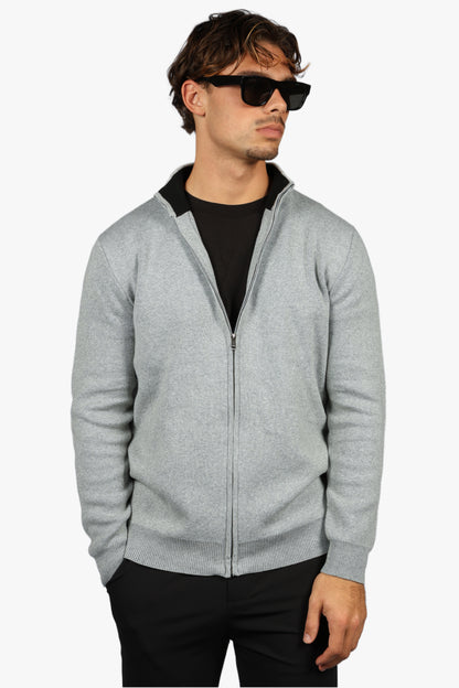 CLASSIC FULL ZIP KNIT - GREY