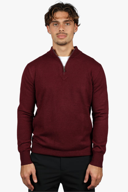 CLASSIC HALF ZIP KNIT - BURGUNDY