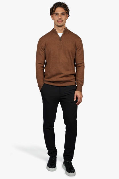 CLASSIC HALF ZIP KNIT - BROWN