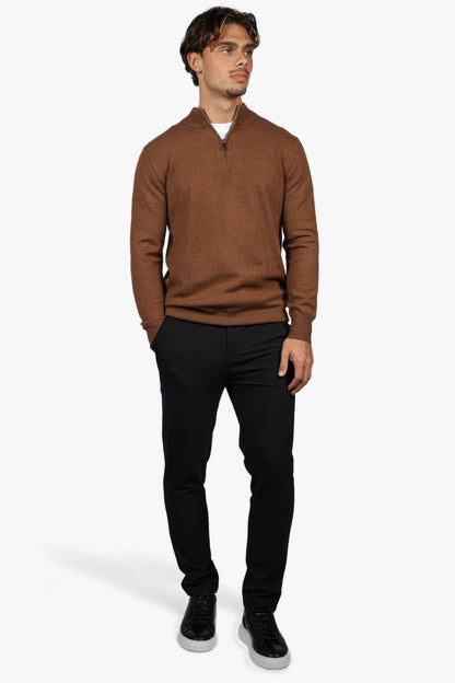 CLASSIC HALF ZIP KNIT - BROWN