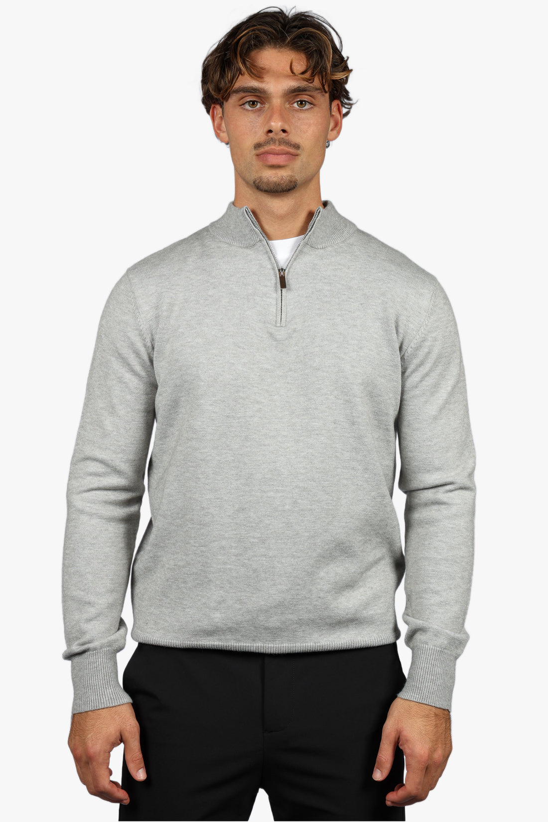 CLASSIC HALF ZIP KNIT - GREY