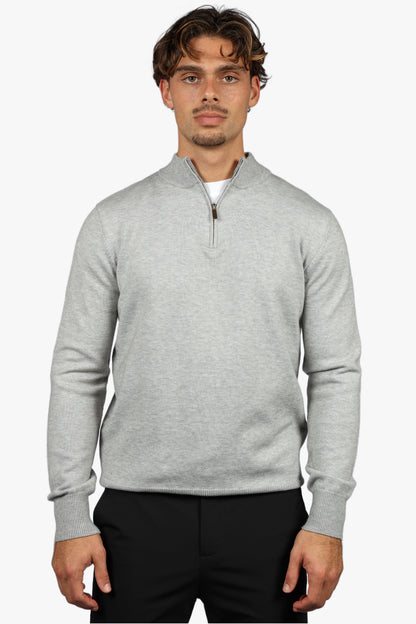 CLASSIC HALF ZIP KNIT - GREY