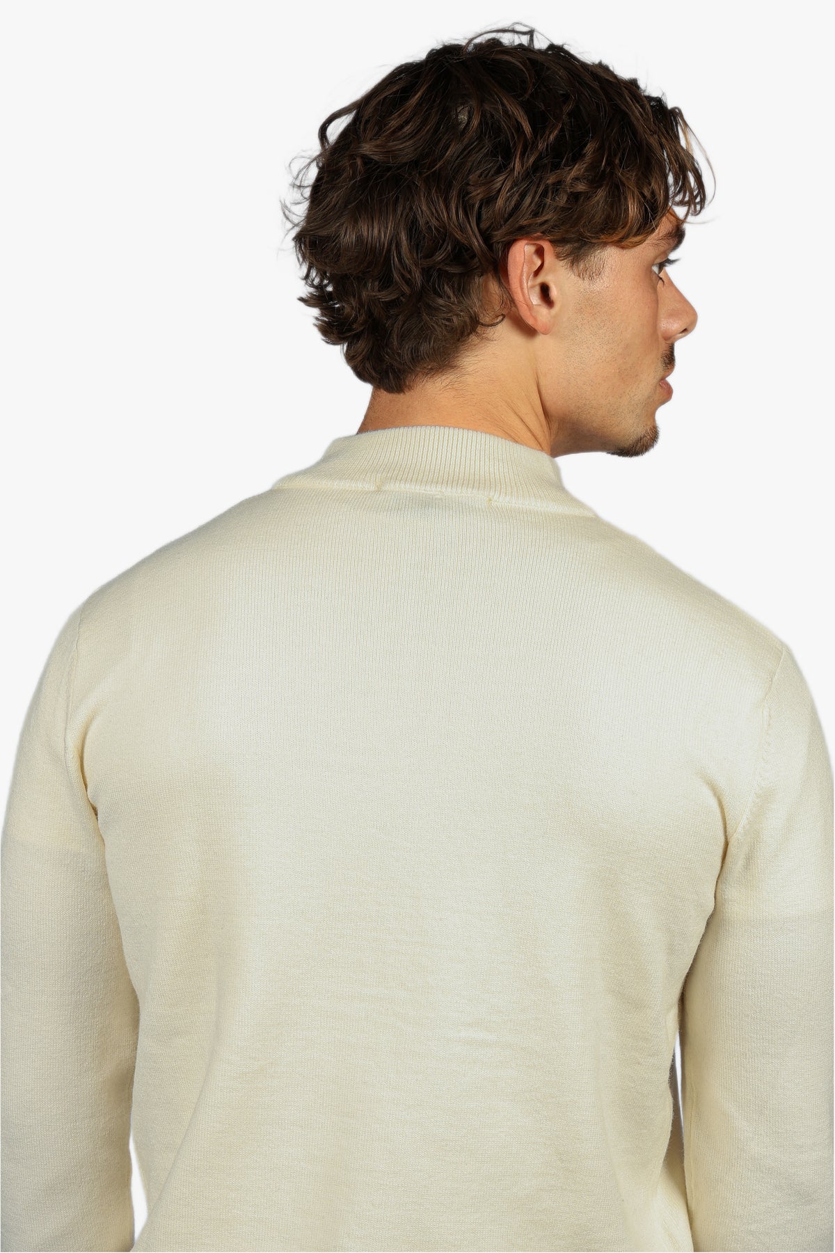 CLASSIC HALF ZIP KNIT - BEIGE