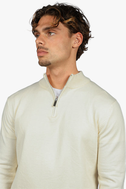 CLASSIC HALF ZIP KNIT - BEIGE