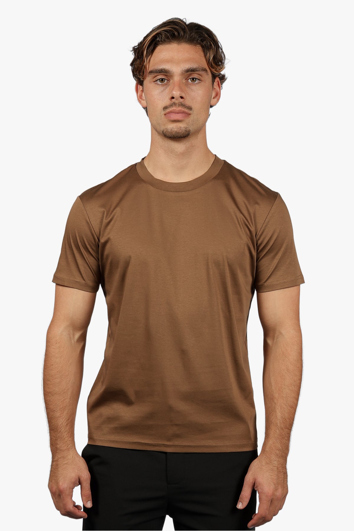 SLIM PREMIUM COTTON TEE - BROWN