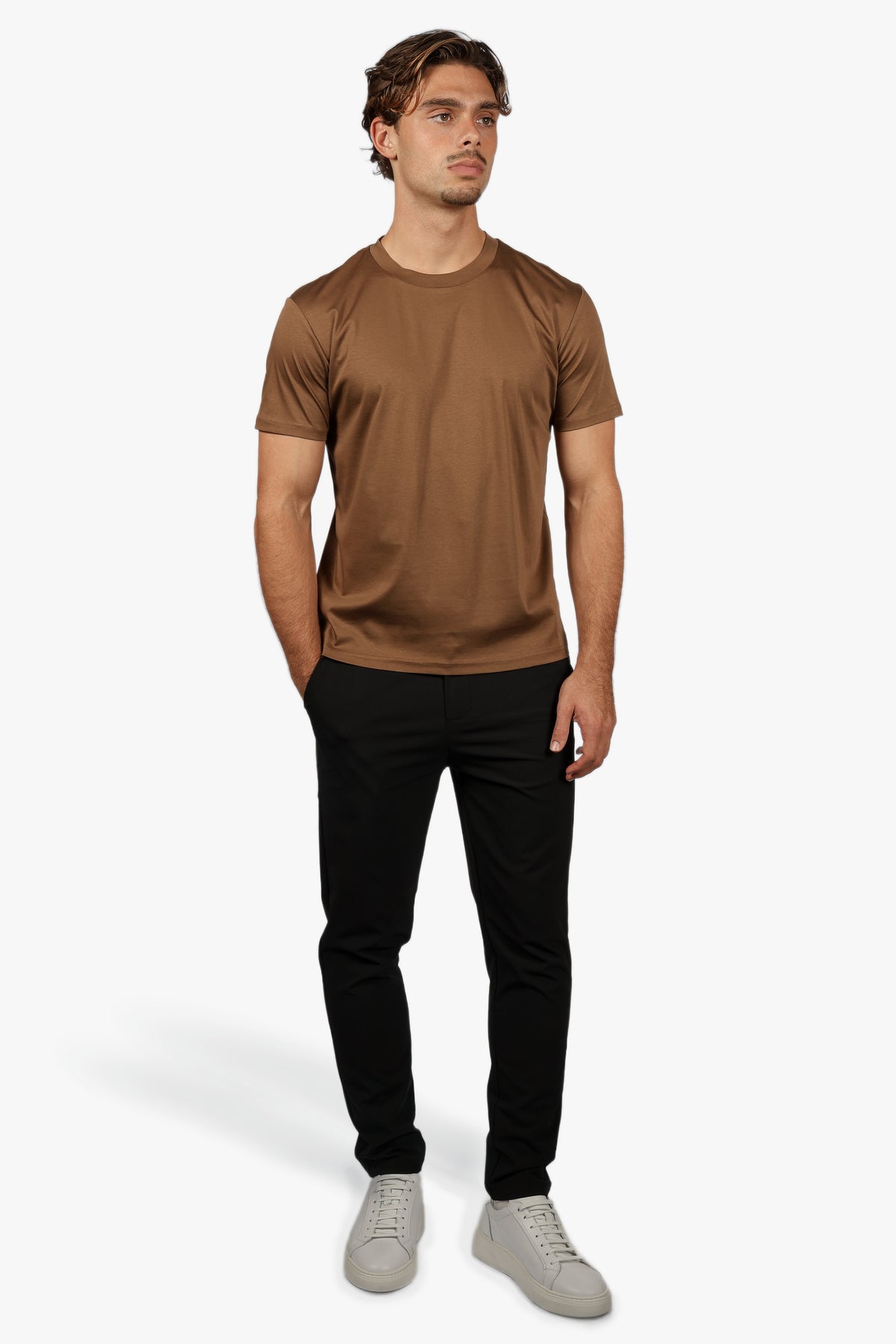 SLIM PREMIUM COTTON TEE - BROWN