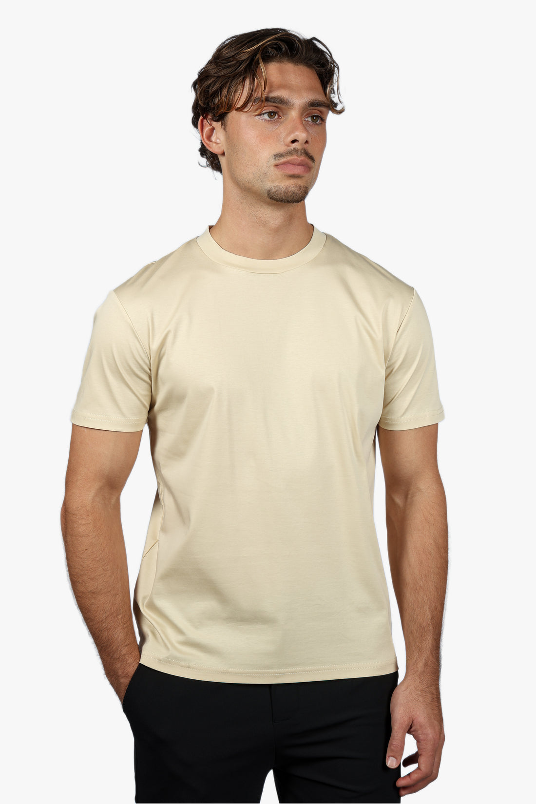 SLIM PREMIUM COTTON TEE - BEIGE