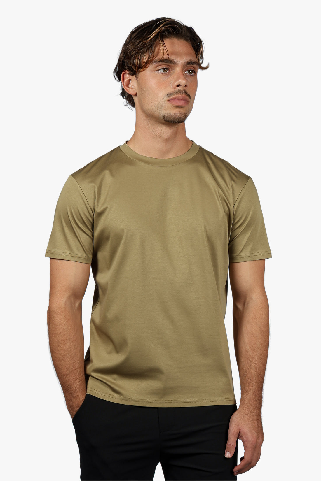 SLIM PREMIUM COTTON TEE - OLIVE GREEN