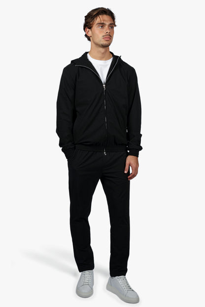 HOODED ZIP CASUAL SET - BLACK