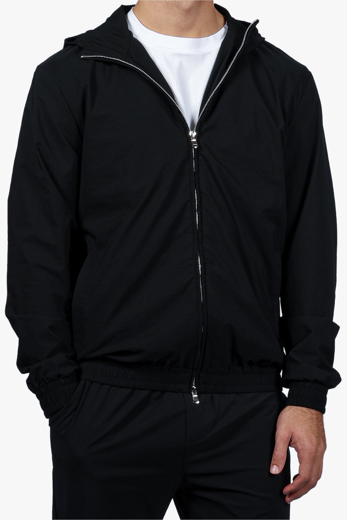 HOODED ZIP CASUAL SET - BLACK