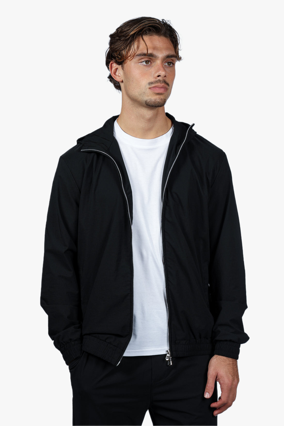 HOODED ZIP CASUAL SET - BLACK