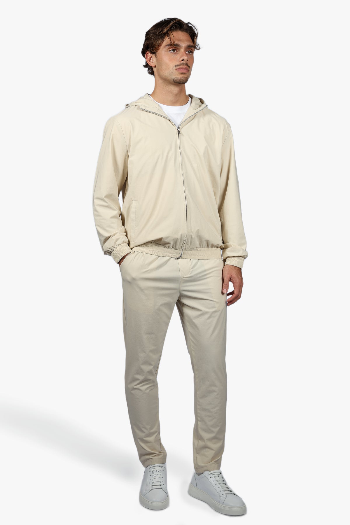 HOODED ZIP CASUAL SET - BEIGE