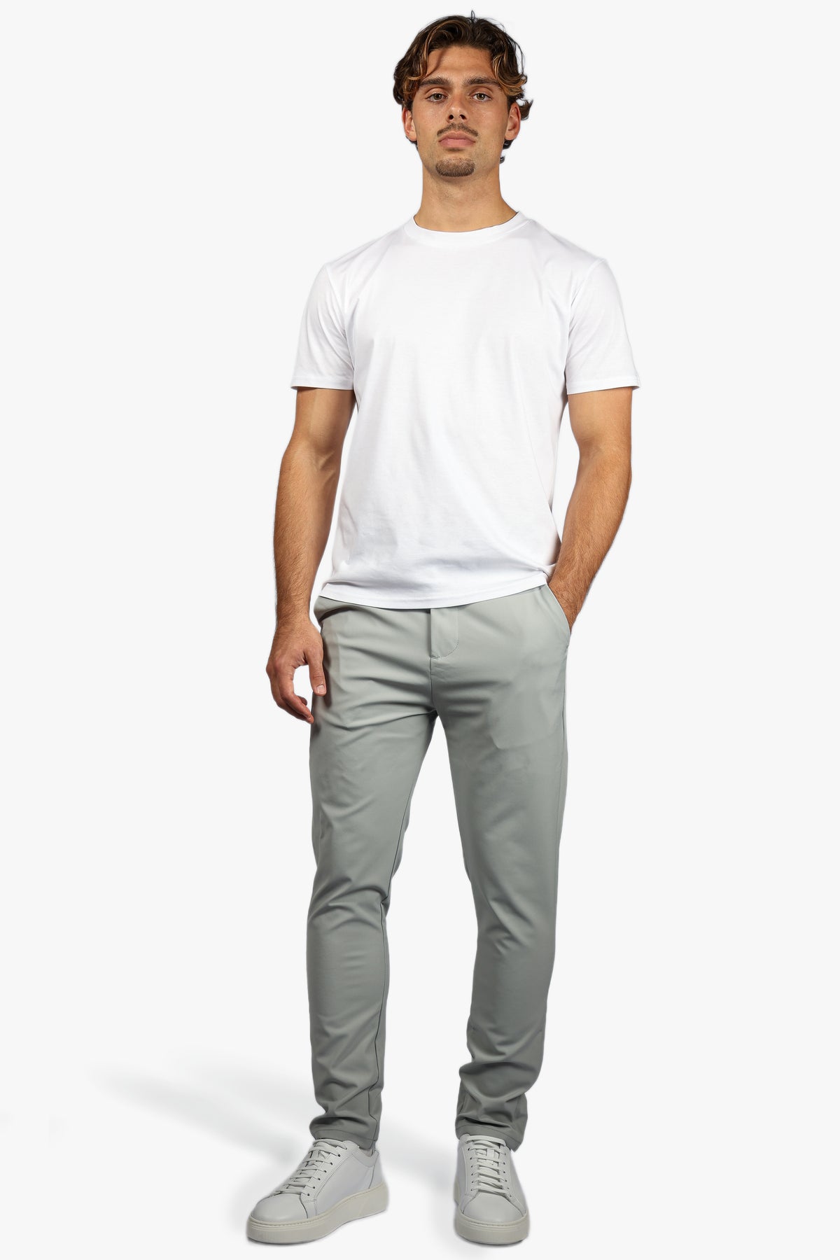 TAILORED STRETCH TROUSERS - LIGHT GREY