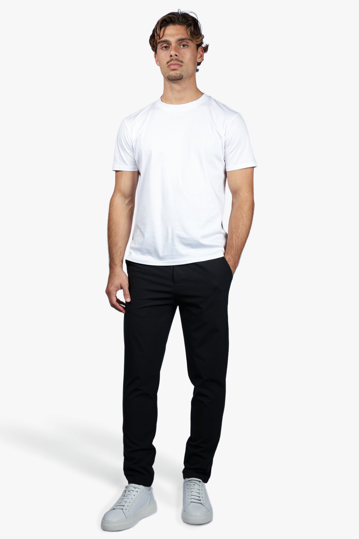 TAILORED STRETCH TROUSERS - BLACK