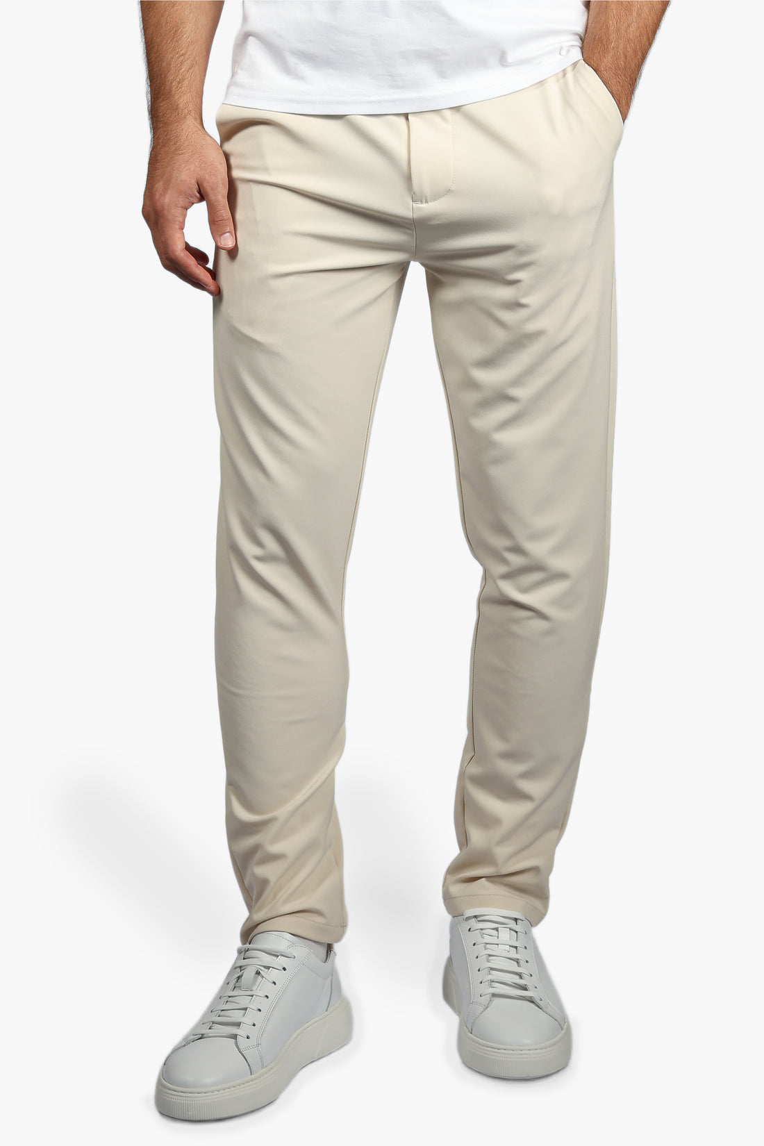 TAILORED STRETCH TROUSERS - BEIGE