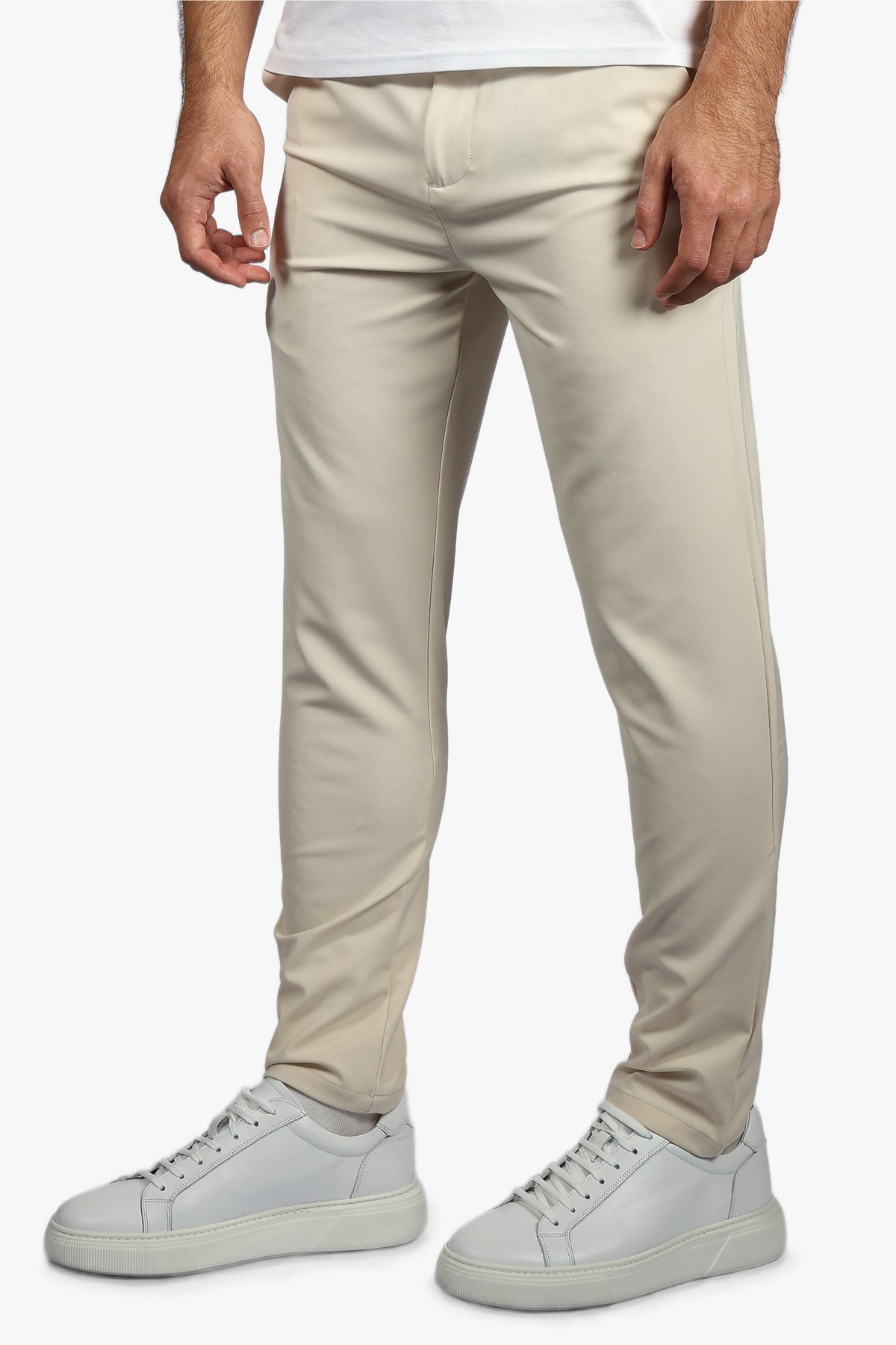 TAILORED STRETCH TROUSERS - BEIGE