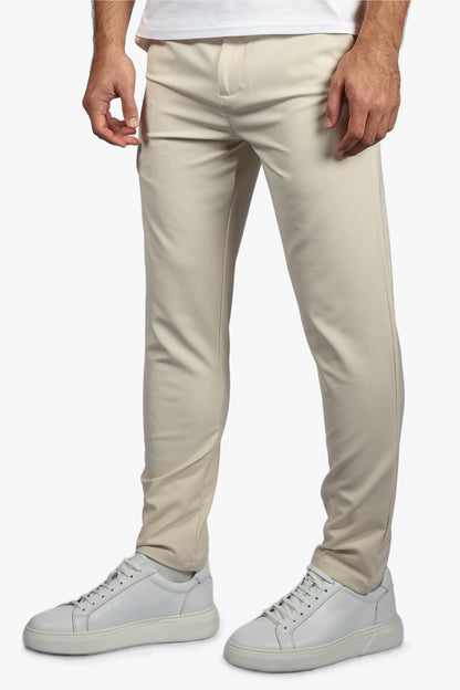 TAILORED STRETCH TROUSERS - BEIGE