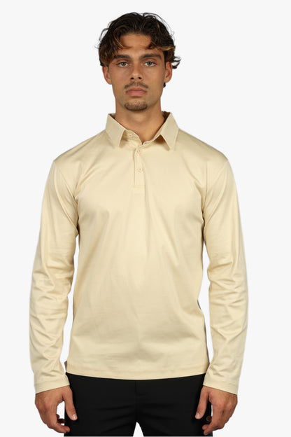 LONG SLEEVE POLO - BEIGE