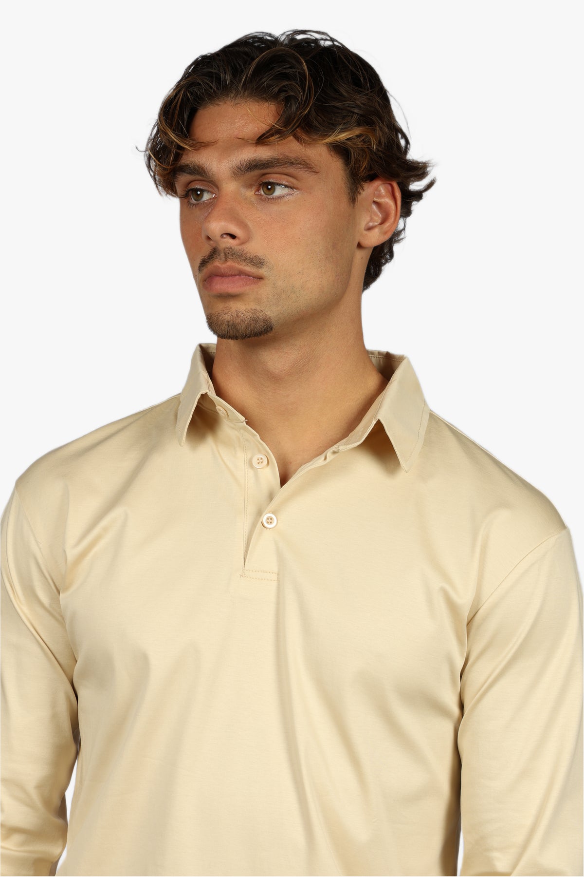 LONG SLEEVE POLO - BEIGE