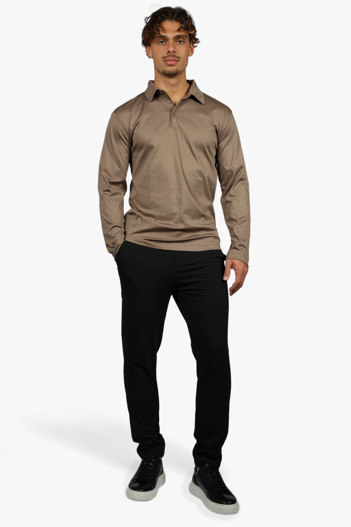 LONG SLEEVE POLO - TAUPE