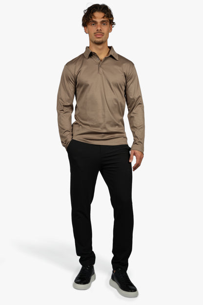 LONG SLEEVE POLO - TAUPE