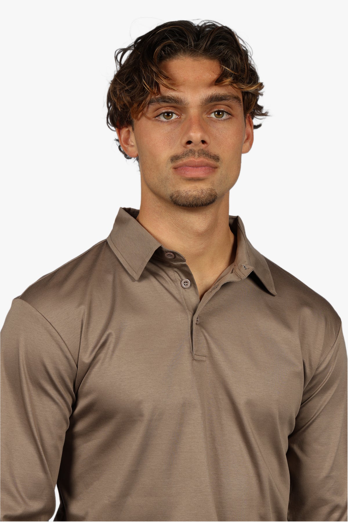 LONG SLEEVE POLO - TAUPE