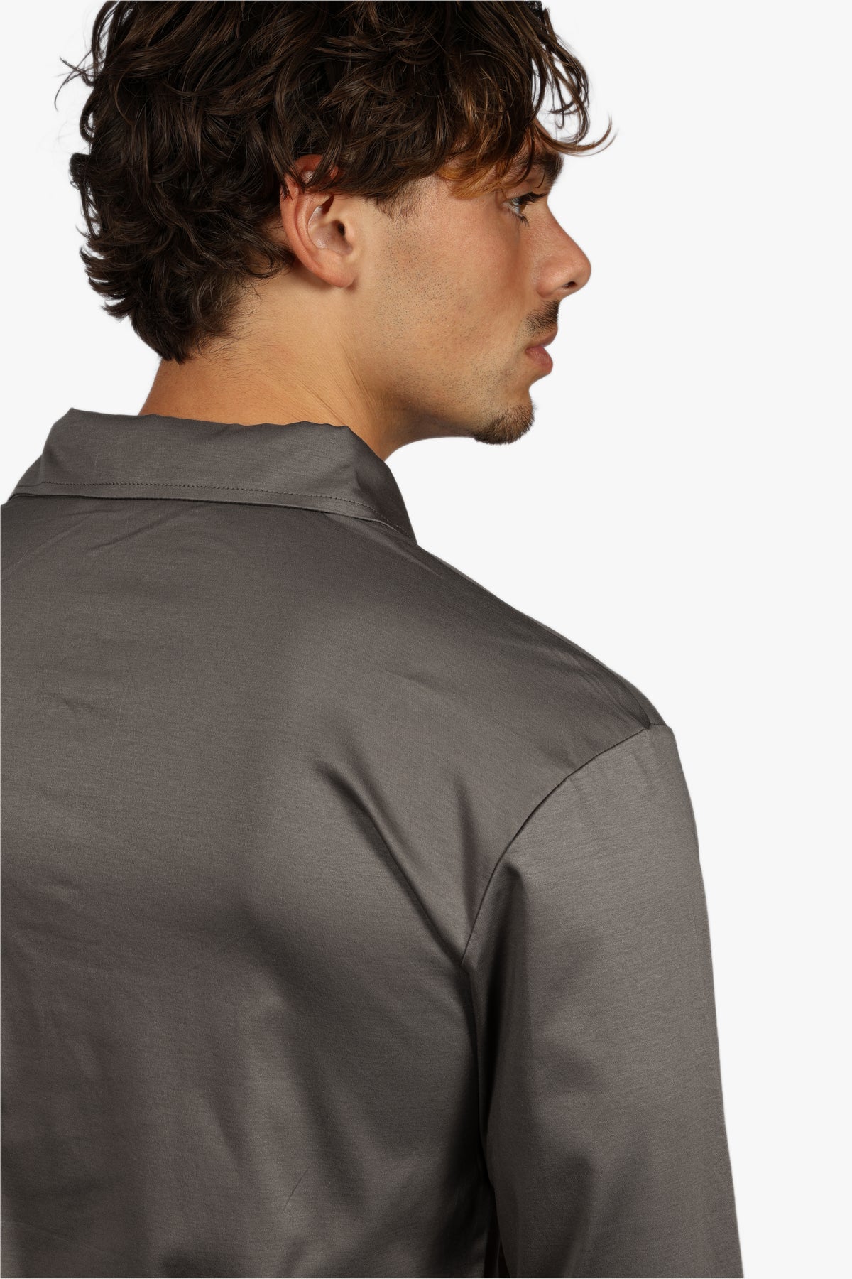 LONG SLEEVE POLO - TAUPE GREY