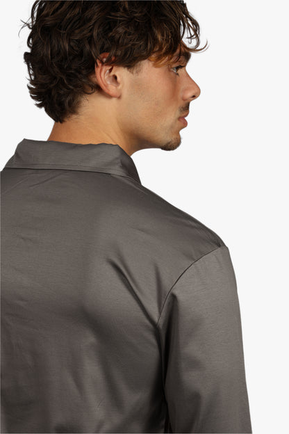 LONG SLEEVE POLO - TAUPE GREY